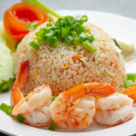 Thai Cafe American Shrimp Fried Rice served with Chili Fish Sauce Thai Food.